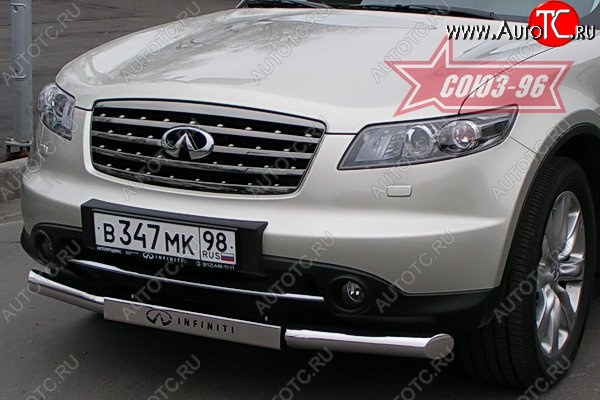 28 394 р. Защита переднего бампера одинарная (Европа) Souz-96 (d76) INFINITI FX35 S50 дорестайлинг (2002-2005)  с доставкой в г. Екатеринбург