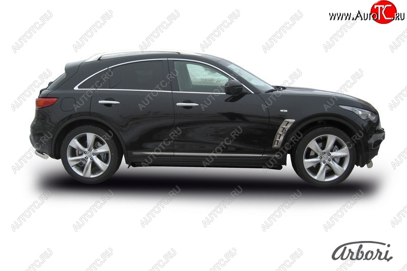 8 369 р. Защита штатных порогов Arbori (черная, d57 mm). INFINITI FX50 S51 дорестайлинг (2008-2011)  с доставкой в г. Екатеринбург