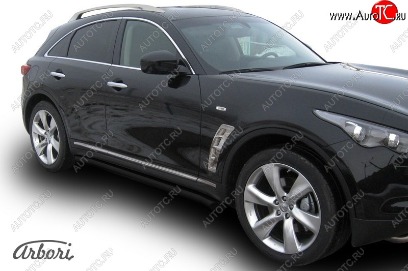 10 259 р. Защита штатных порогов Arbori (черная, d76 mm). INFINITI FX50 S51 дорестайлинг (2008-2011)  с доставкой в г. Екатеринбург