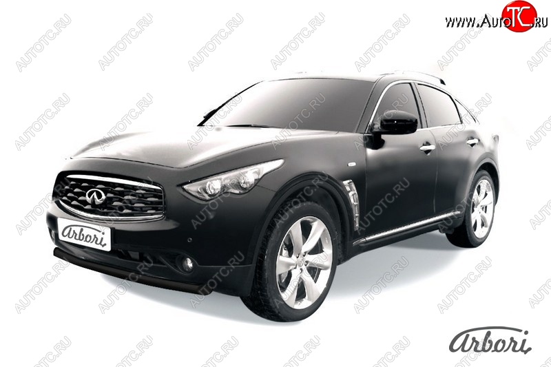 11 159 р. Защита переднего бампера Arbori (черная, 1 труба d76 mm). INFINITI FX35 S51 дорестайлинг (2008-2011)  с доставкой в г. Екатеринбург