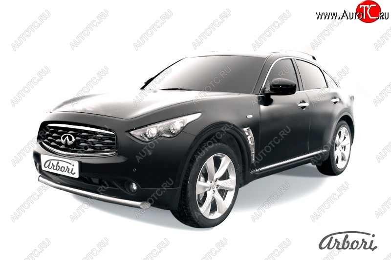 4 999 р. Защита переднего бампера Arbori (нержавейка, 1 труба d76 mm). INFINITI FX35 S51 дорестайлинг (2008-2011)  с доставкой в г. Екатеринбург