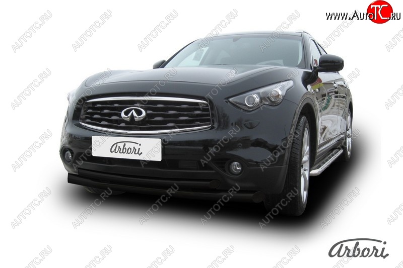 13 859 р. Защита переднего бампера Arbori (черная, 2 трубы d76 и 57 mm) INFINITI FX35 S51 дорестайлинг (2008-2011)  с доставкой в г. Екатеринбург