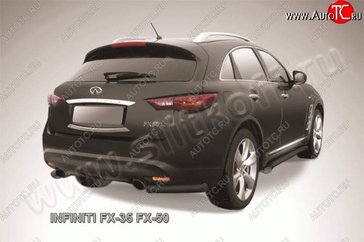 8 449 р. Защита заднего бампера из уголков d57 Slitkoff  INFINITI FX35  S51 - FX50  S51 (Цвет: серебристый)  с доставкой в г. Екатеринбург