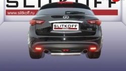 11 999 р. Защита заднего бампера из короткой трубы диаметром 76 мм Slitkoff INFINITI FX35 S51 дорестайлинг (2008-2011) (Нержавейка, Полированная)  с доставкой в г. Екатеринбург. Увеличить фотографию 1