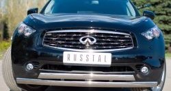 27 649 р. Защита переднего бампера (2 трубыØ75х42 мм, нержавейка) Russtal INFINITI QX70 S51 (2013-2020)  с доставкой в г. Екатеринбург. Увеличить фотографию 2