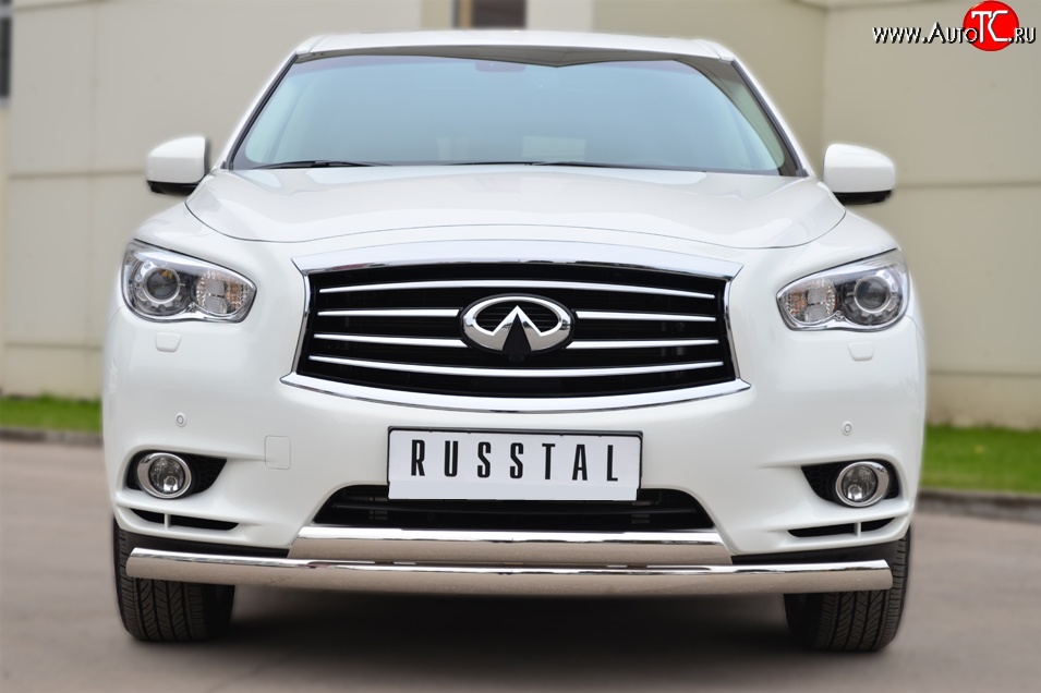 24 999 р. Защита переднего бампера (2 трубыØ75х42 мм, нержавейка) Russtal INFINITI JX35 (2012-2014)  с доставкой в г. Екатеринбург