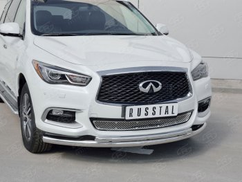 Защита переднего бампера (2 трубыØ63 и 42 мм, нержавейка) Russtal INFINITI QX60 L50 рестайлинг (2016-2021)