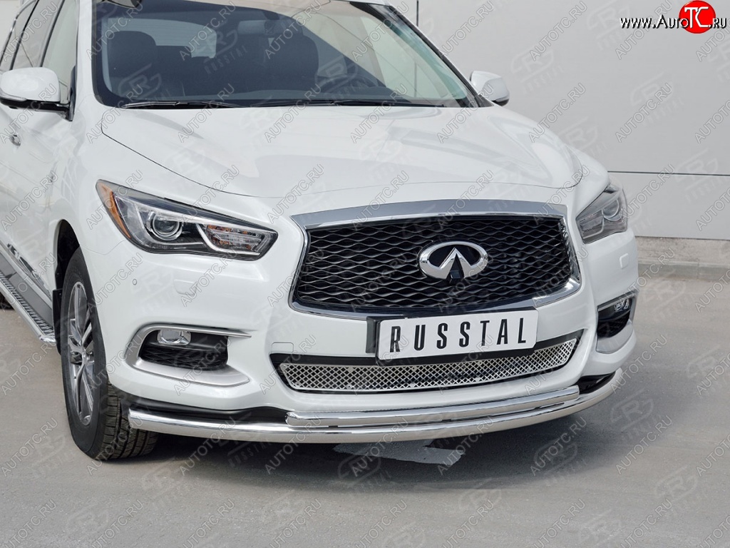 19 799 р. Защита переднего бампера (2 трубыØ63 и 42 мм, нержавейка) Russtal INFINITI QX60 L50 рестайлинг (2016-2021)  с доставкой в г. Екатеринбург