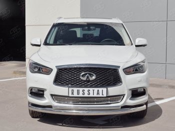 21 899 р. Защита заднего бампера (Ø76 и 42 мм, нержавейка) Russtal INFINITI QX60 L50 рестайлинг (2016-2021)  с доставкой в г. Екатеринбург. Увеличить фотографию 2