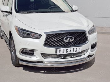 Защита заднего бампера (Ø76 и 42 мм, нержавейка) Russtal INFINITI QX60 L50 рестайлинг (2016-2021)