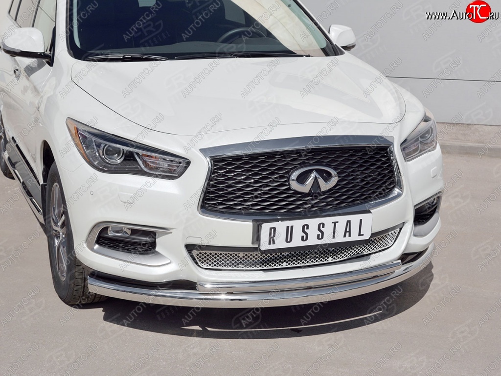 21 899 р. Защита заднего бампера (Ø76 и 42 мм, нержавейка) Russtal INFINITI QX60 L50 рестайлинг (2016-2021)  с доставкой в г. Екатеринбург