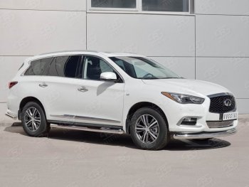 Защита переднего бампера (Ø76 мм, нержавейка) Russtal INFINITI QX60 L50 рестайлинг (2016-2021)