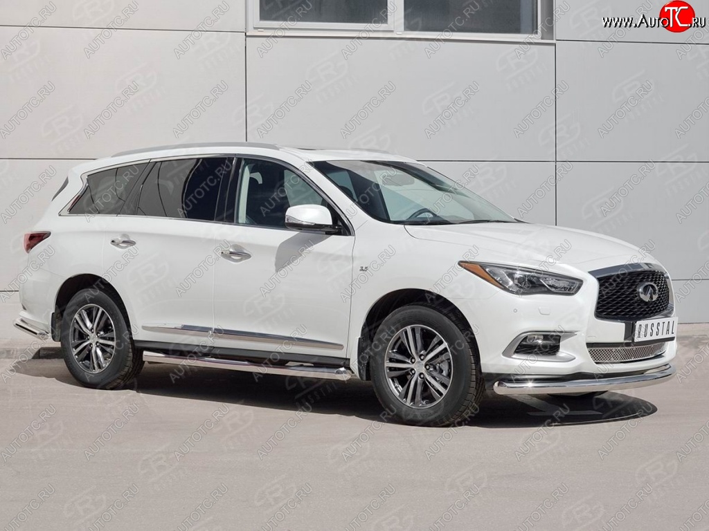 13 349 р. Защита переднего бампера (Ø76 мм, нержавейка) Russtal INFINITI QX60 L50 рестайлинг (2016-2021)  с доставкой в г. Екатеринбург