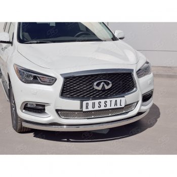 17 749 р. Защита переднего бампера (Ø75х42 мм, нержавейка) Russtal INFINITI QX60 L50 рестайлинг (2016-2021)  с доставкой в г. Екатеринбург. Увеличить фотографию 2