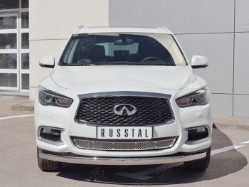 Защита переднего бампера (Ø75х42 мм, нержавейка) Russtal INFINITI QX60 L50 рестайлинг (2016-2021)