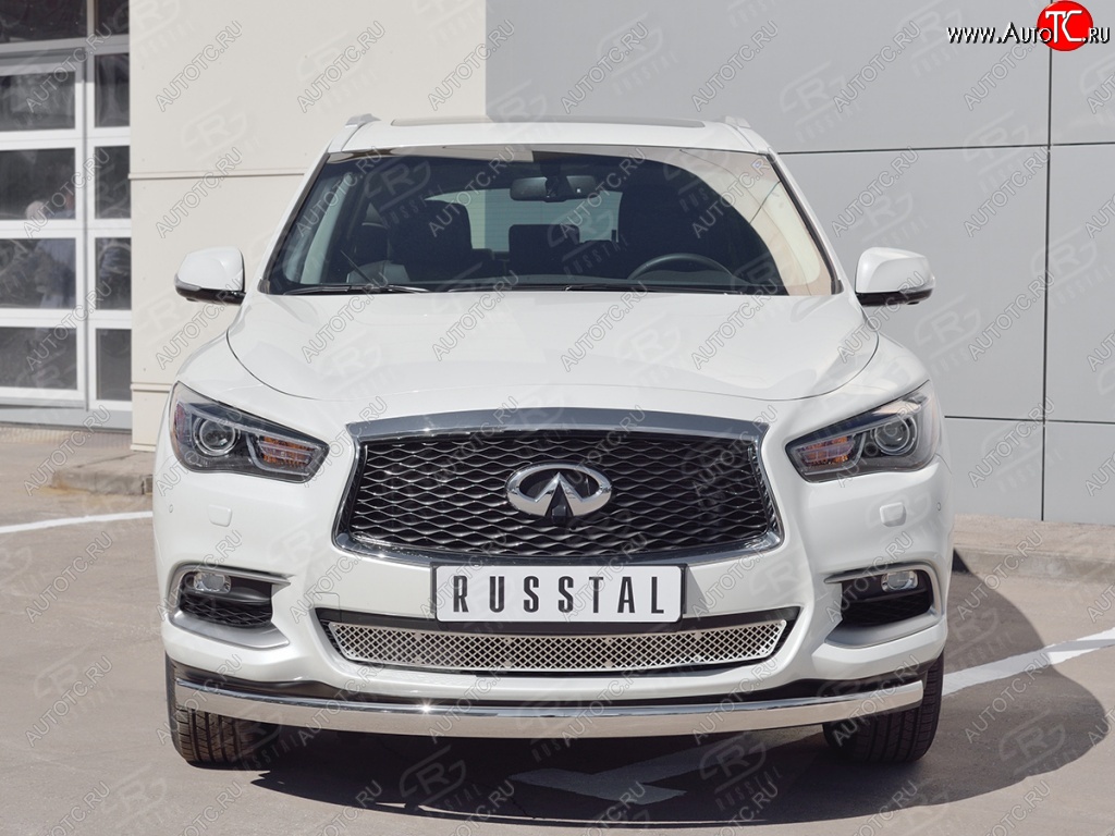 17 749 р. Защита переднего бампера (Ø75х42 мм, нержавейка) Russtal INFINITI QX60 L50 рестайлинг (2016-2021)  с доставкой в г. Екатеринбург