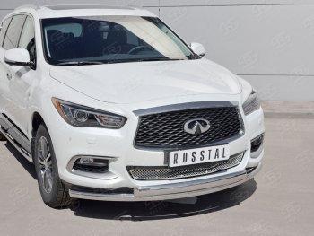 22 949 р. Защита переднего бампера (2 трубыØ63 и 75х42 мм, нержавейка) Russtal INFINITI QX60 L50 рестайлинг (2016-2021)  с доставкой в г. Екатеринбург. Увеличить фотографию 2