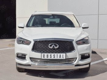 22 949 р. Защита переднего бампера (2 трубыØ63 и 75х42 мм, нержавейка) Russtal INFINITI QX60 L50 рестайлинг (2016-2021)  с доставкой в г. Екатеринбург. Увеличить фотографию 3