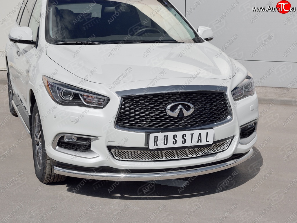 14 999 р. Защита заднего бампера (Ø63 мм, нержавейка) Russtal INFINITI QX60 L50 рестайлинг (2016-2021)  с доставкой в г. Екатеринбург