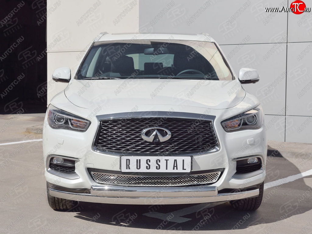 27 999 р. Защита переднего бампера (2 трубыØ75х42 мм, нержавейка) Russtal INFINITI QX60 L50 рестайлинг (2016-2021)  с доставкой в г. Екатеринбург