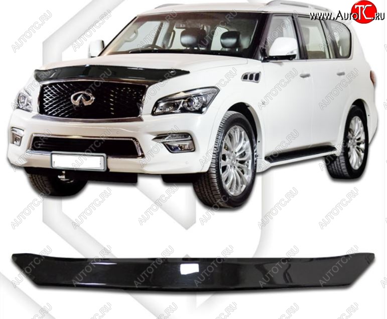 1 839 р. Дефлектор капота CA-Plastiс  INFINITI QX80  Z62 (2014-2018) 1-ый рестайлинг (Classic черный, Без надписи)  с доставкой в г. Екатеринбург