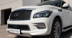 20 999 р. Защита переднего бампера (Ø75х42 мм, нержавейка) Russtal INFINITI QX80 Z62 1-ый рестайлинг (2014-2018)  с доставкой в г. Екатеринбург. Увеличить фотографию 2