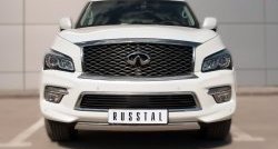 20 999 р. Защита переднего бампера (Ø75х42 мм, нержавейка) Russtal INFINITI QX80 Z62 1-ый рестайлинг (2014-2018)  с доставкой в г. Екатеринбург. Увеличить фотографию 1