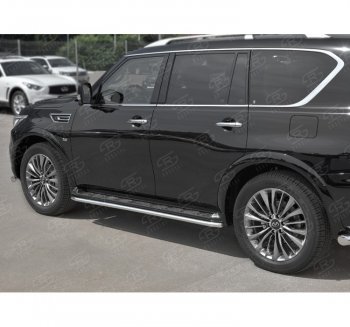 13 849 р. Защита порогов (Ø42 мм, нержавейка) Russtal INFINITI QX80 Z62 2-ой рестайлинг (2018-2024)  с доставкой в г. Екатеринбург. Увеличить фотографию 2