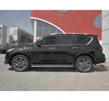 13 849 р. Защита порогов (Ø42 мм, нержавейка) Russtal INFINITI QX80 Z62 2-ой рестайлинг (2018-2024)  с доставкой в г. Екатеринбург. Увеличить фотографию 3