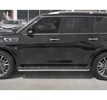 Защита порогов (Ø42 мм, нержавейка) Russtal INFINITI QX80 Z62 2-ой рестайлинг (2018-2024)