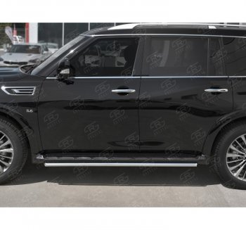 Защита порогов (Ø42 мм, нержавейка) Russtal INFINITI QX80 Z62 2-ой рестайлинг (2018-2024)