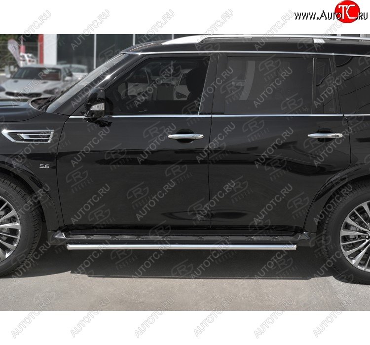 12 849 р. Защита порогов (Ø42 мм, нержавейка) Russtal INFINITI QX80 Z62 2-ой рестайлинг (2018-2024)  с доставкой в г. Екатеринбург