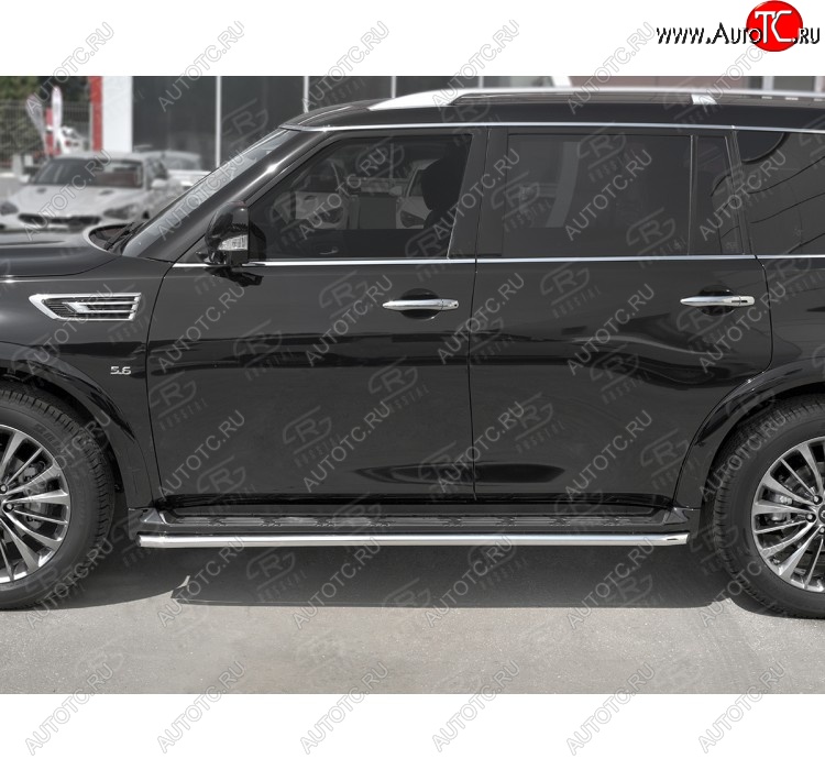 13 849 р. Защита порогов (Ø42 мм, нержавейка) Russtal INFINITI QX80 Z62 2-ой рестайлинг (2018-2024)  с доставкой в г. Екатеринбург