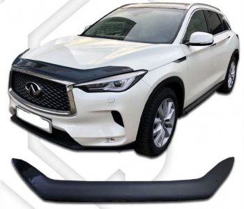 2 299 р. Дефлектор капота CA-Plastiс INFINITI Qx50 J55 (2017-2022) (Classic черный, Без надписи)  с доставкой в г. Екатеринбург. Увеличить фотографию 1