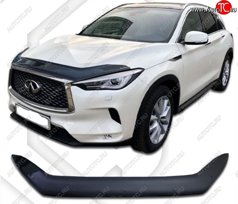 2 299 р. Дефлектор капота CA-Plastiс INFINITI Qx50 J55 (2017-2022) (Classic черный, Без надписи)  с доставкой в г. Екатеринбург