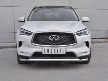 9 649 р. Защита переднего бампера Russtal (Ø63 мм волна, нержавейка)  INFINITI Qx50  J55 (2017-2022)  с доставкой в г. Екатеринбург. Увеличить фотографию 1