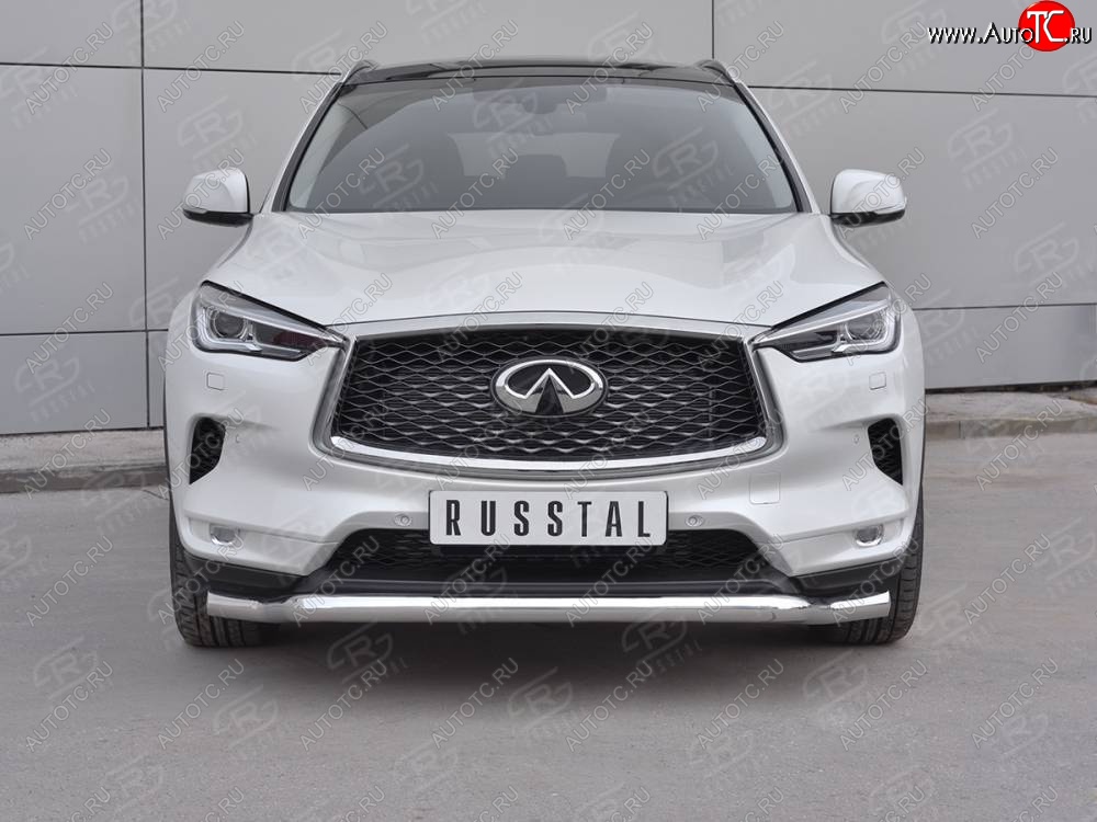 9 649 р. Защита переднего бампера Russtal (Ø63 мм волна, нержавейка)  INFINITI Qx50  J55 (2017-2022)  с доставкой в г. Екатеринбург