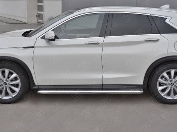 24 749 р. Порожки для ног Russtal (Ø63 мм)  INFINITI Qx50  J55 (2017-2022) (Лист алюминиевый, труба - нержавейка)  с доставкой в г. Екатеринбург. Увеличить фотографию 2