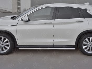 13 849 р. Защита порогов (Ø63 мм, нержавейка) Russtal INFINITI Qx50 J55 (2017-2022) (С пластиковыми заглушками на торцах)  с доставкой в г. Екатеринбург. Увеличить фотографию 3