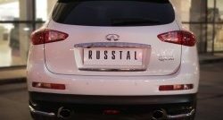 8 249 р. Защита заднего бампера (Ø42 мм уголки, нержавейка) Russtal  INFINITI Qx50  J50 (2013-2016) дорестайлинг  с доставкой в г. Екатеринбург. Увеличить фотографию 2