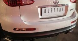 8 249 р. Защита заднего бампера (Ø42 мм уголки, нержавейка) Russtal  INFINITI Qx50  J50 (2013-2016) дорестайлинг  с доставкой в г. Екатеринбург. Увеличить фотографию 3