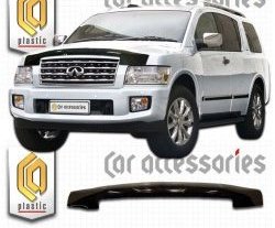 2 159 р. Дефлектор капота CA-Plastic  INFINITI QX56  JA60 (2004-2007) дорестайлинг (Classic черный, Без надписи)  с доставкой в г. Екатеринбург. Увеличить фотографию 1