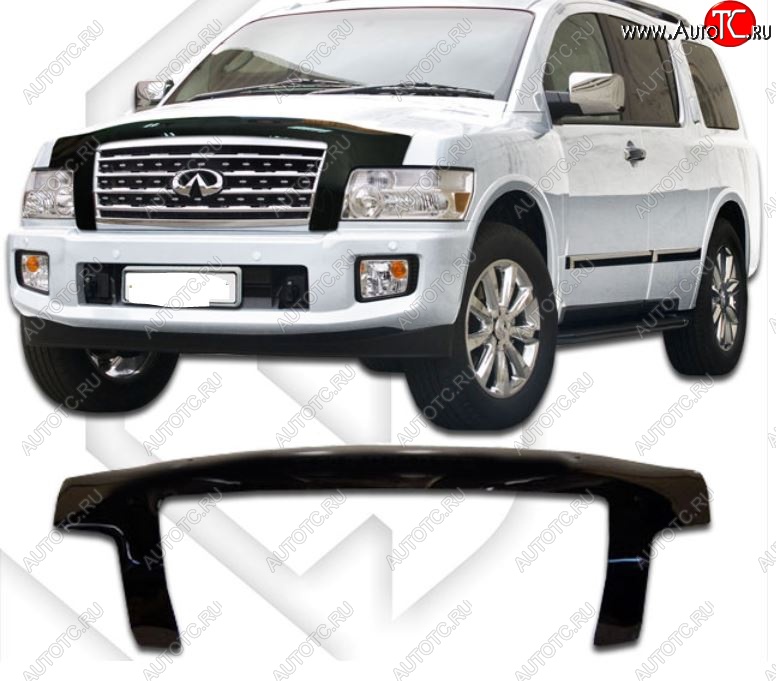 2 799 р. Дефлектор капота CA-Plastiс exclusive INFINITI QX56 JA60 дорестайлинг (2004-2007) (Classic черный, Без надписи)  с доставкой в г. Екатеринбург