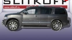 18 899 р. Защита порогов из круглой трубы диаметром 42 мм Slitkoff  INFINITI QX56  JA60 (2004-2010) дорестайлинг, рестайлинг (Нержавейка, Полированная)  с доставкой в г. Екатеринбург. Увеличить фотографию 1