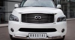 Защита переднего бампера (2 трубыØ76 и 63 мм, нержавейка) Russtal INFINITI QX56 Z62 (2010-2013)