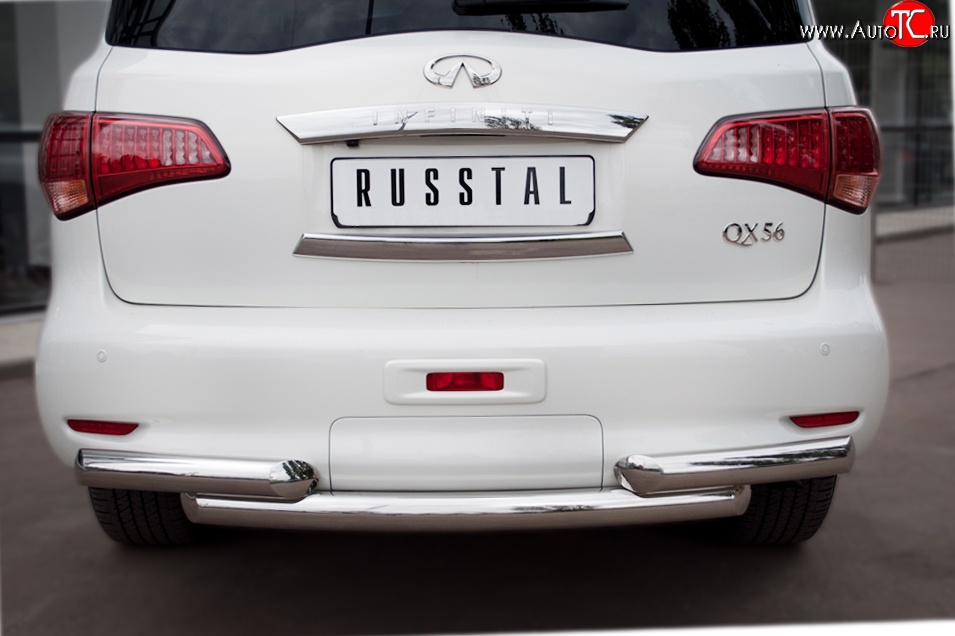 18 699 р. Защита заднего бампера (Ø76 мм, нержавейка) Russtal INFINITI QX56 Z62 (2010-2013)  с доставкой в г. Екатеринбург