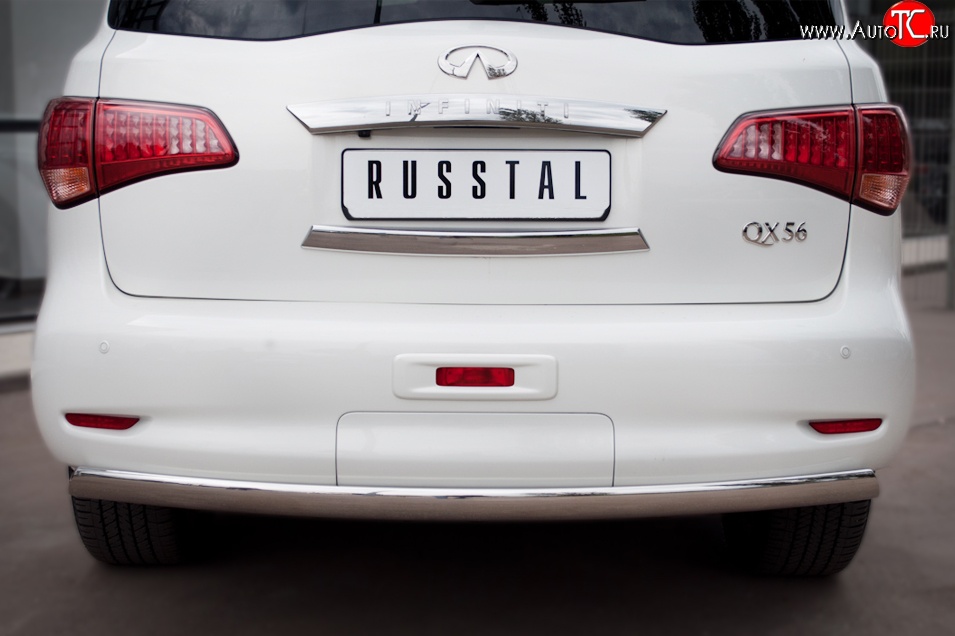 16 849 р. Защита заднего бампера (Ø75x42 мм, нержавейка) Russtal INFINITI QX56 Z62 (2010-2013)  с доставкой в г. Екатеринбург