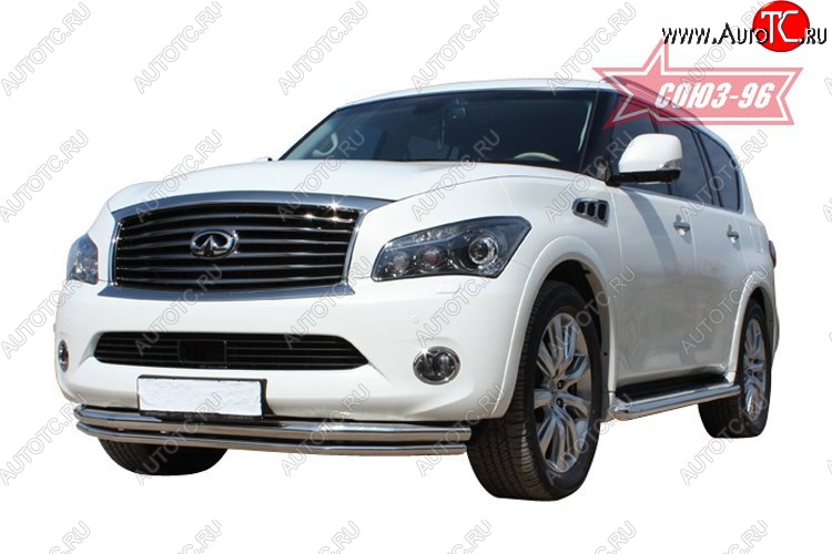 28 259 р. Защита переднего бампера двойная Souz-96 (d460/42) INFINITI QX56 Z62 (2010-2013)  с доставкой в г. Екатеринбург