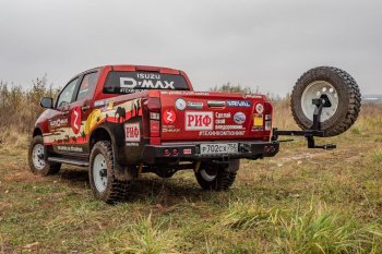 70 999 р. Бампер задний силовой РИФ (стандарт) Isuzu D-Max RT85 ExtendedCab дорестайлинг (2011-2017) (С квадратом под фаркоп, калиткой и фонарями)  с доставкой в г. Екатеринбург. Увеличить фотографию 5