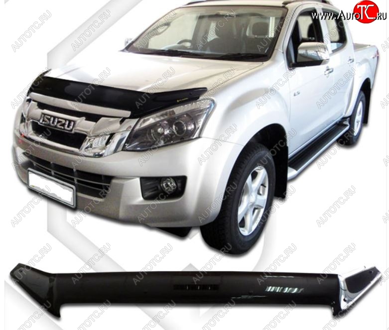 2 079 р. Дефлектор капота CA-Plastiс  Isuzu D-Max  RT85 DoubleCab (2011-2017) дорестайлинг (Classic черный, Без надписи)  с доставкой в г. Екатеринбург